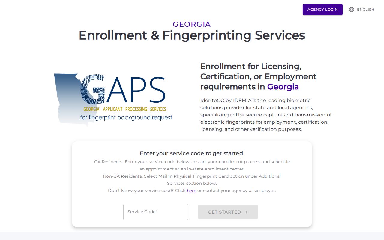 McDuffie County criminal record check IdentoGO enrollment portal