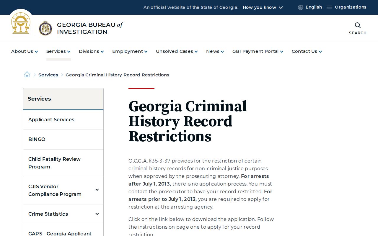 McDuffie County criminal history Georgia record restriction guidance