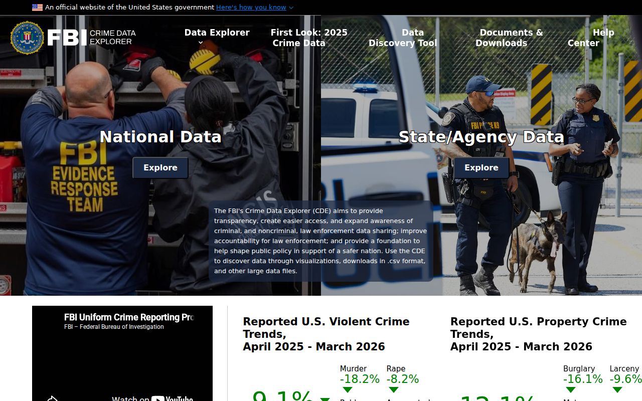 Thomson criminal records FBI crime data search