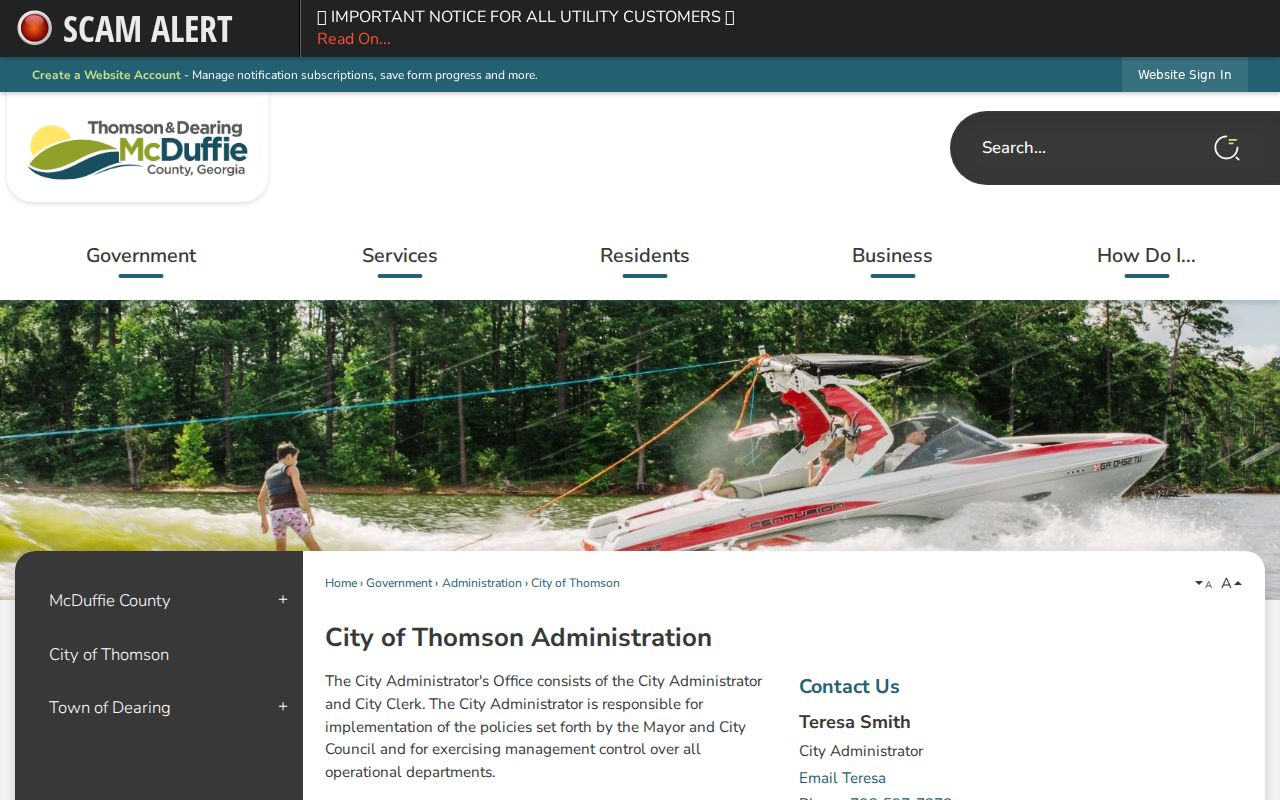 Thomson municipal court record access page