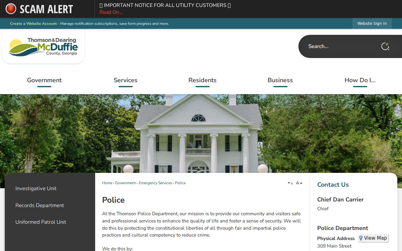 Thomson police criminal report records page